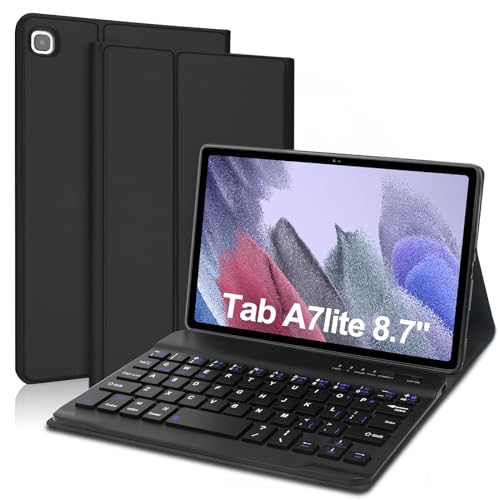Keyboard Case for Samsung Galaxy Tab A7 Lite 8.7", Slim Smart Cover with Detachable Bluetooth Keyboard for Samsung Galaxy Tab A7 Lite 8.7 inch Tablet, Black