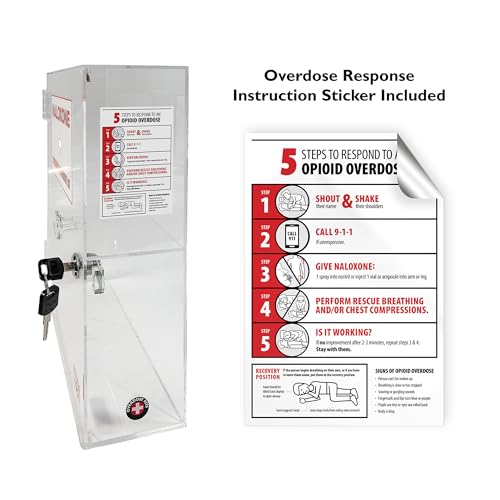 Image of Naloxone Emergency Overdose Kit Wall Mount Cabinet | Holds 3-6 Naloxone Boxes & Bleeding Control Kit or First Aid Kit | Designed for Public Spaces