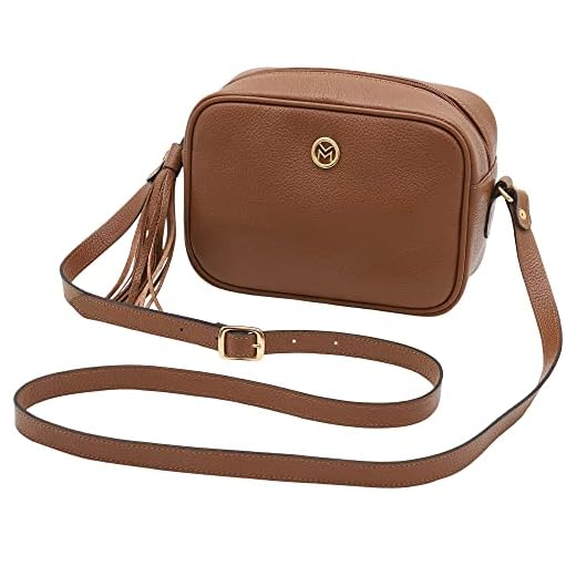 Bolsa Transversal Feminina de Couro Bovino Legítimo c/Alça Ajustável Mariart Titânio (Camel)
