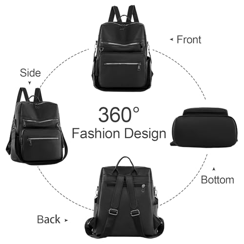 Shengxi Rucksack tasche 2 in 1 damen, Soft Leder handtasche Rucksack für Damen, Damen Freizeit multifunktional rucksack mittelgroß für den täglichen Gebrauch auf Reisen, Arbeit und Schule, schwarz