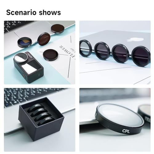 Image of Adofys Lens Filter Set for DJI Action 5pro /4 /3 Camera Accessories, 4-Pack CPL ND32 ND16 ND8 Polarizing Neutral Density HD Filter Lens Protective Protector Cover for DJI Osmo Action Accessory