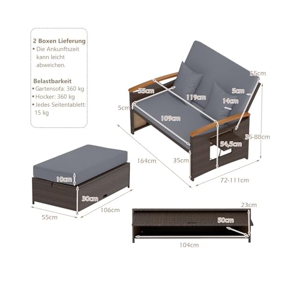 GIANTEX Gartenlounge Daybed mit Liegefunktion