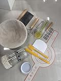 Inksoda Complete Sourdough Starter Kit: 12-Piece All-in-One Baking Tools with 14 oz Glass Starter Jar and 9 inch Round Rattan Banneton for Sourdough Enthusiasts