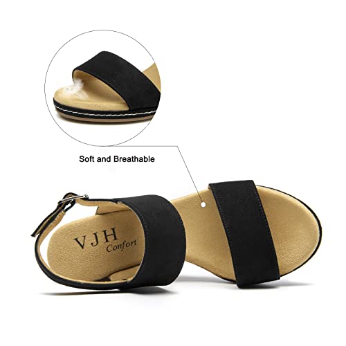 VJH confort Women's Wedge Sandals Buckle Straps Cork Platform Comfort Slingback Dress Open Toe Sandals3