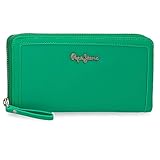 De Joumma Bags. Pepe Jeans Aina Cartera de Cremallera Verde 20x10x2 cms Piel sintética