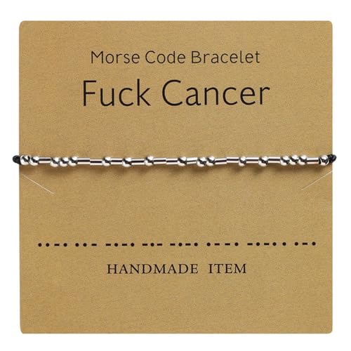 2 Pairs of Morse Code Bracelet Silver Plated Beads on Silk Cord Friendship Bracelet Gift with Meaning Card, Secret Message Gift for Women Men (Fuck Cancer) 2 Pairs of Morse Code Bracelet Silver Plated Beads on Silk Cord Friendship Bracelet Gift with Meaning Card, Secret Message Gift for Women Men (Fuck Cancer)