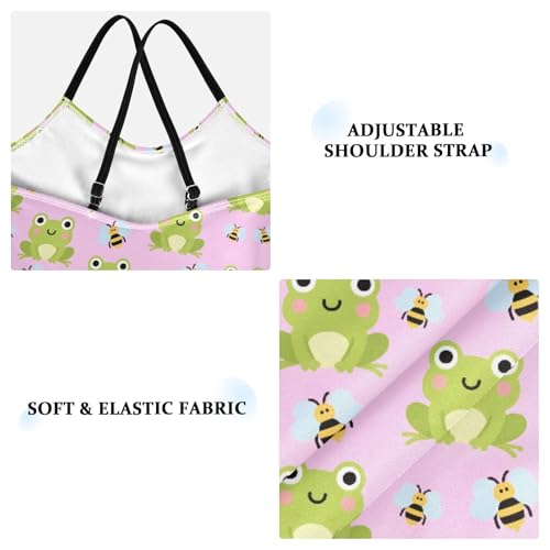 senya Girls Swimsuits One-Piece Swimwear Tie Bathing Suit Beach Summer Round Neck 9-10T Frog Bee Pattern3