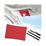 KHGUZ Car Tissue Holder, Leather Vehicle Sun Visor Napkin Holder, Automotive Interior Backseat Tissue Organization Dispenser Box Accessories, Universal for SUV, Sedan, Truck (Red)