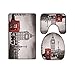 A.Monamour Ensembles De Tapis 3 Pcs Pour Salle De Bain Et Wc Cabine Téléphonique Rouge Londres Ville Big Ben Architecture Noir Et Blanc Flanelle Siège De Toilette Couvre Couvercle De Toilette Coussins
