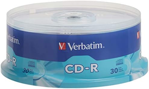 Verbatim CD-R Blank Discs 700MB 80 Minutes 52x Recordable Disc for Data and Music- 30 Pack Spindle