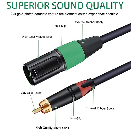 JOMLEY RCA to XLR Cable, Dual RCA Male to Dual XLR Male HiFi Stereo Audio Connection Interconnect Cord Wire Path Lead - 2 m - Image 3