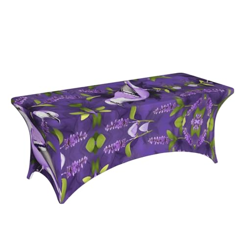 Housse de table rectangulaire extensible élasthanne lavande 1,8m EdWal - 4