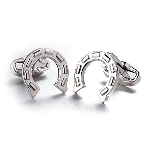 Mancuernillas para hombre diseño herraduras plateadas miniatura 2