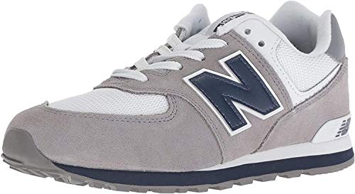 New Balance 574 V1 Sneaker, Grey/Navy, 2 US Unisex Little Kid