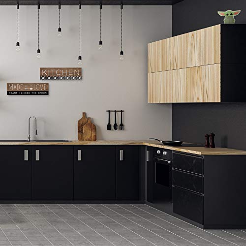Open Road Brands Made with Love Means I Licked The Spoon Kitchen Wood Wall Décor - Funny Farmhouse Kitchen Wall Art