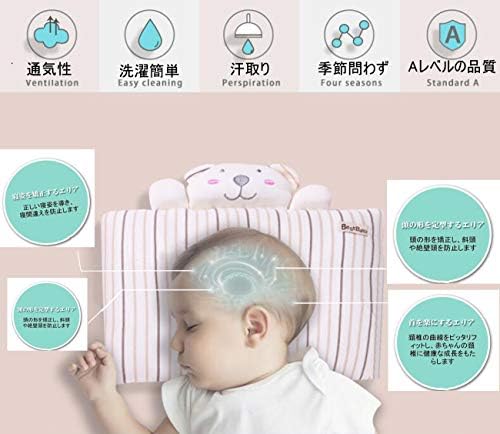 Amazon Candeer ベビー枕 子熊型 向き癖防止 洗える 低反発 100 綿 ベビーピロー かわいい 絶壁頭防止 新生児枕30xcm 0 6ヶ月に向け ベビー枕 ベビー マタニティ 通販