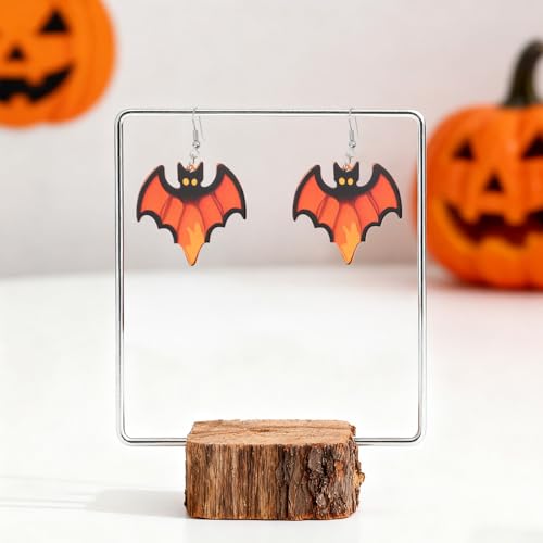 LumaBria Halloween Dangle Earrings - Cute Bat Flame Acrylic Earrings, Fun Halloween Party Costume Accessories by LumaBria - Image 6