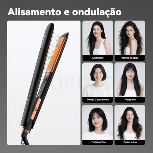 Chapinha Bivolt, GOKOCO Prancha de Cabelo Profissional Premium, Chapa Alisadora Íons GD036, Preto Chapinha Bivolt, GOKOCO Prancha de Cabelo Profissional Premium, Chapa Alisadora Íons GD036, Preto - Imagem 6