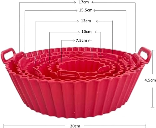 Image of 6 pcs Reusable Air Fryer Silicone Pot Liners | Non-Stick Heat-Resistant Basket Baking Trays | Airfryer Oven Accessories | Dishwasher Safe | Multicolor | (Pack of 1)