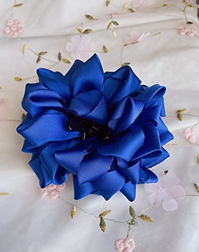 Generic Large Butterfly Ribbon Silk Chiffon Rose Flower Bows Hair Claw Clips