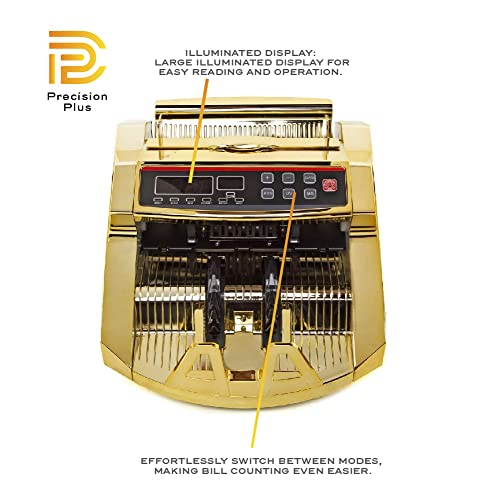 Precision Plus Money Counting Machine - Gold Money Counter Machine, Bill Counter With Counterfeit Detection, Fast And Accurate Currency Counter, Cash Counting Machine, Money Counter Machine #TOP6