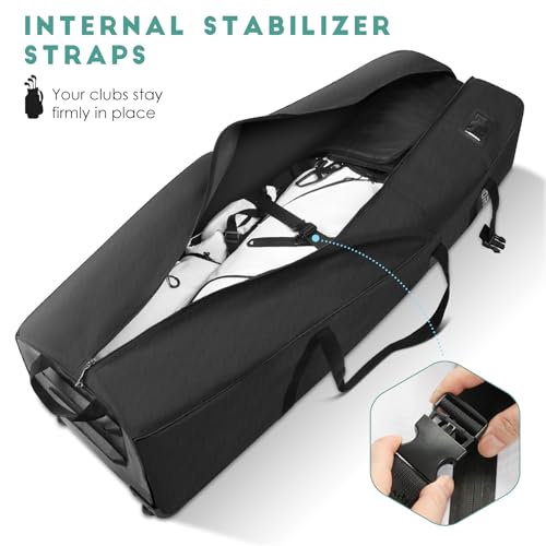 RIOROO Golf Travel Bags for Airlines with Wheels, Soft-Sided 900D Oxford Cover, Padded Club Protection, Universal Fit Golf Gifts for Men and Women
