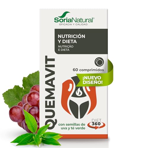 Soria Natural Quemavit - Efecto Termogénico - Semillas de Uva, Té Verde, L-carnitina y Cafeína - Ayuda al Metabolismo Energético - Caja con 60 comprimidos