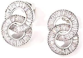 MixiuEuro Women Digital 8 Stud Earrings Silver Cubic Zirconia Elegant Simple Classic Round Digital 8 Stud Earrings Jewellery For Women Girls