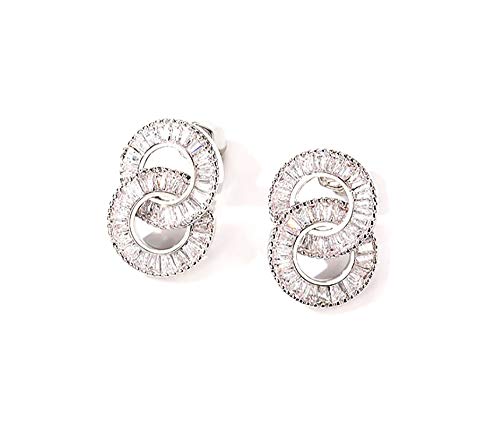 MixiuEuro - Boucles d'oreilles à tige pour femme - Argent - Oxyde de zirconium - Élégantes - Classiques - Rondes - Numériques - 8 clous d'oreilles - Bijoux pour femmes et filles Cover