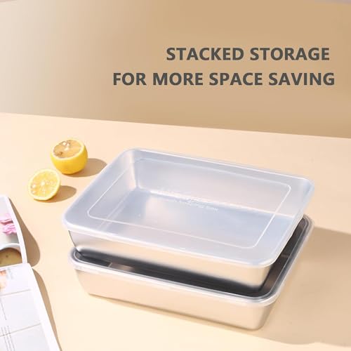Image of Premium Stainless Steel Food Tray with Lid | Multipurpose Serving, Baking, Storage & Meal Prep Container for Kitchen & Home (3)