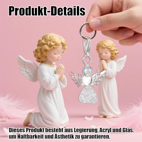 kofihety 1 Stück Schutzengel Geschenk - Schutzengel Schlüsselanhänger mit Herz und Engel, Geschenkidee für Taufe, Geburtstag, Konfirmation, Liebevolle Dekoration（Zufällige Farbe）