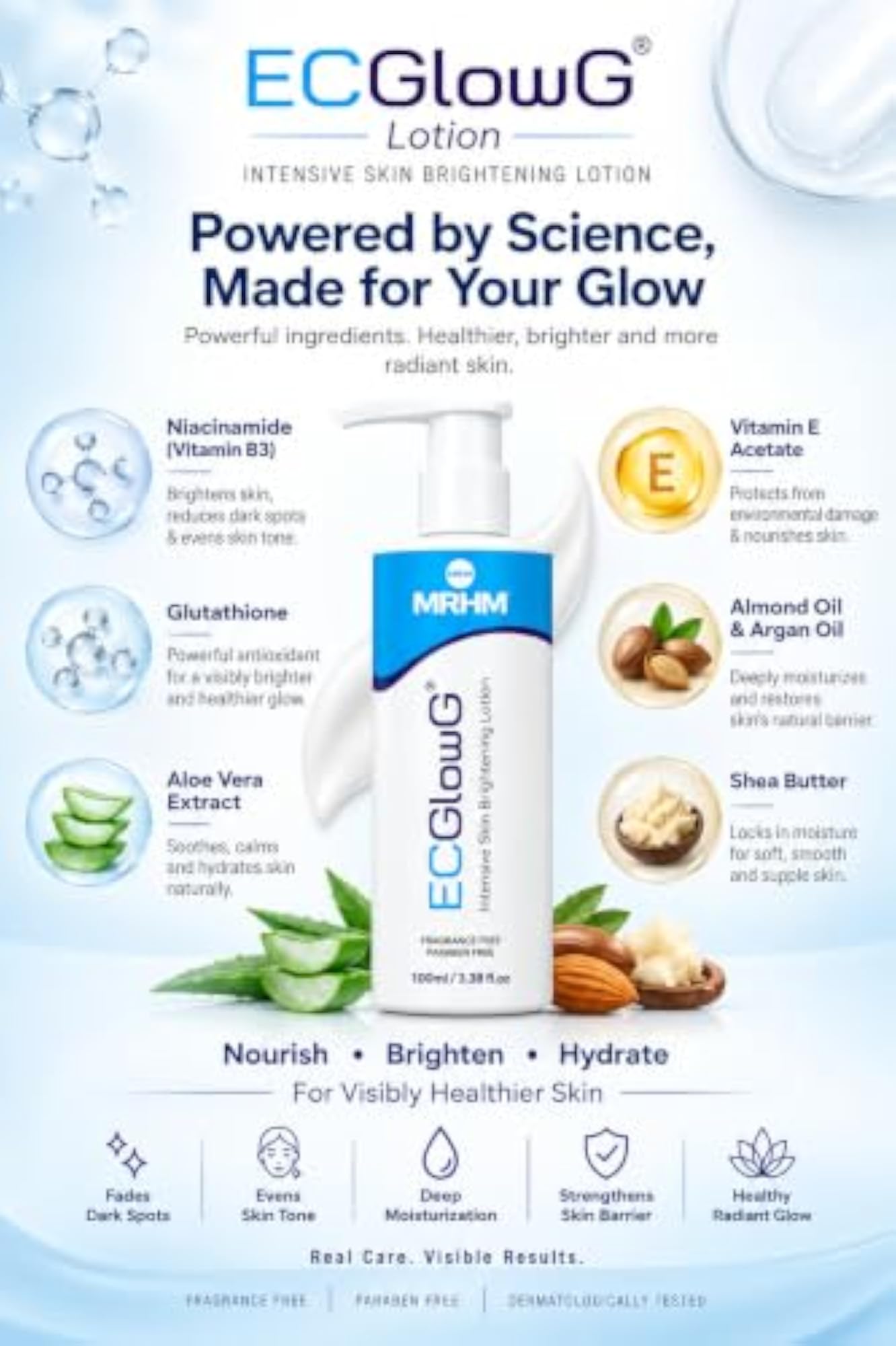 ECGlow G Body Lotion, Pigmentation Reducing Formula
