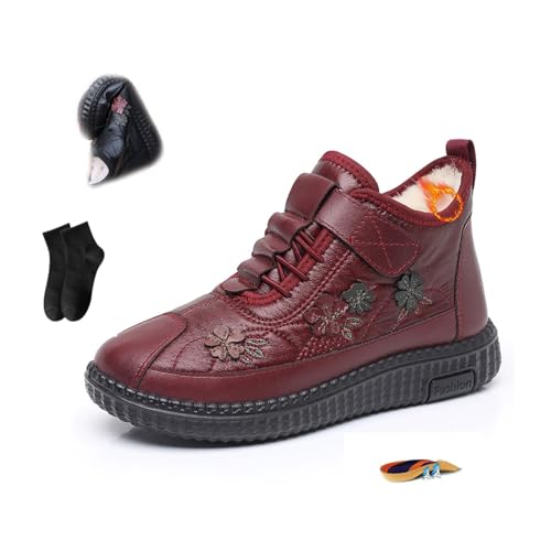 Bottines chaudes en coton pour femme avec motif floral et imperméable