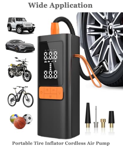 Tire Inflator Portable Air Compressor, Portable Tire Pump, 150PSI LCD Display, Auto Shut-Off, Rechargeable, Cordless Inflator for Car Truck Bike Motorcycle — view 2