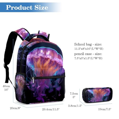 Cartables de grande capacité évitant le mal de dos ensemble méduse bleu-violet - 2