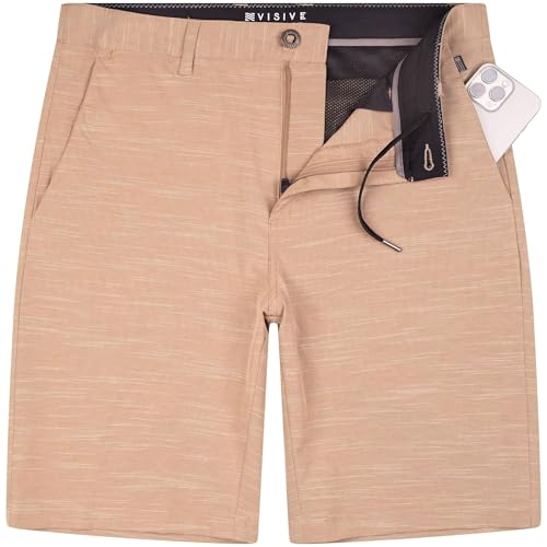 Visive Premium Hybrid Shorts Men Quick Dry Golf Stretch Board Shorts Swim Trunks Summer Big Men Khaki - 42