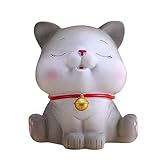Niedliche Spardose für Kinder, Spardose, Kinderzimmer, Dekoration für Kinder, Geburtstagsgeschenke (Schielende Katze, 15 x 15,5 x 18,5 cm)