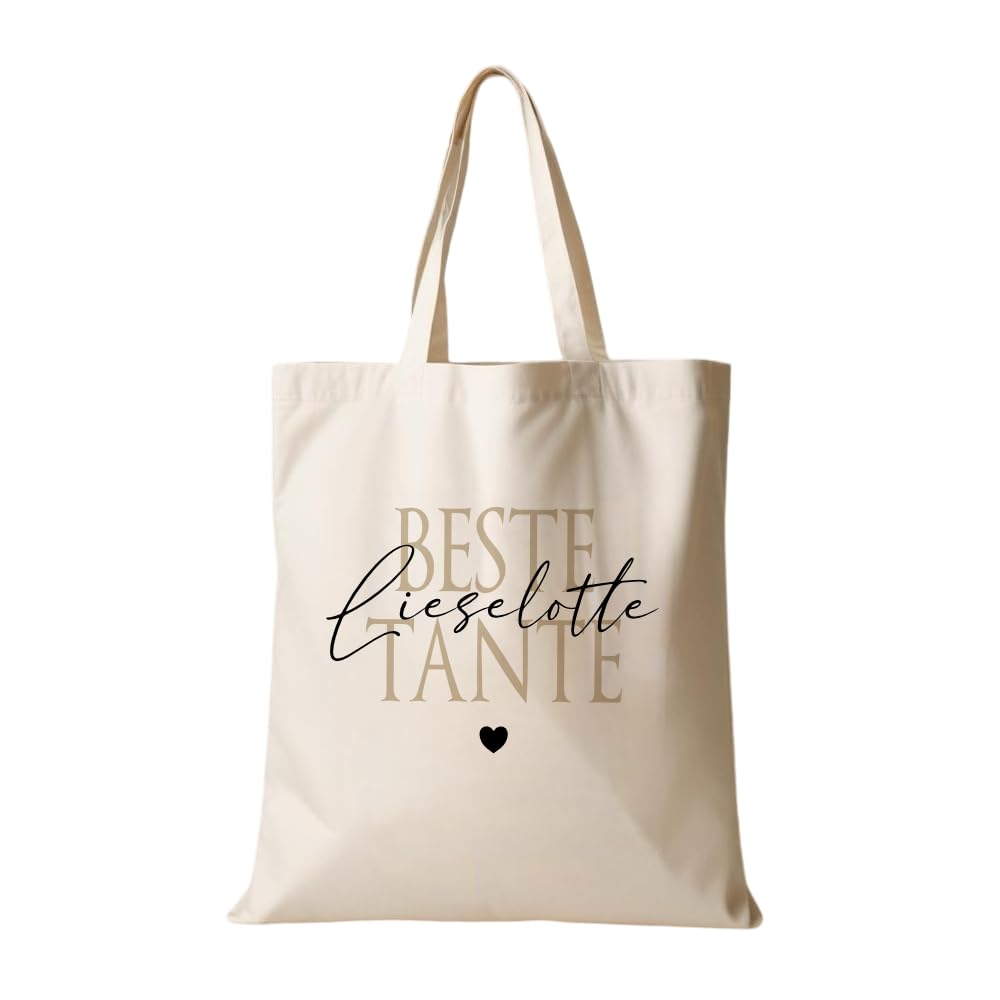 Manufaktur Liebevoll | Stoffbeutel Beste Tante Personalisierte Geschenke für Frauen Einkaufstasche Shopper Beutel Geburtstagsgeschenk für Frauen Dankeschön Geschenke Weihnachten Geschenk (Tante)