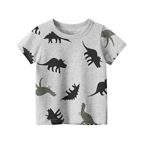 BenCreative T-shirt à manches courtes en coton pour bébé garçon Motif dinosaures Cadeau amusant - Gris - 100 cm Cover