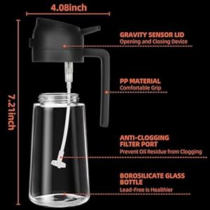16oz Oil Dispenser Bottle for Kitchen - 2 in 1 Olive Oil Dispenser and Oil Sprayer - 470ml Olive Oil Bottle - Oil Sprayer for Cooking, Kitchen, Salad, Barbecue Black 4 41ftRte9v8L. SS300