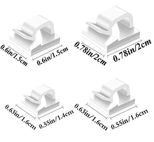 30pcs White Adhesive Cable Clips, Wire Clips,Car Cable Organizer,Cable Holder,Cable Wire Management,Cable Holder for Car,Office and Home(Included S Size, M Size, L Size and XL Size Cable Clips)