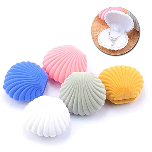 10 Pcs Velvet Shell Jewelry Boxs Colorful Shell Gift Boxes Display Organizer Box For Earring&Ring&Necklace #TOP3