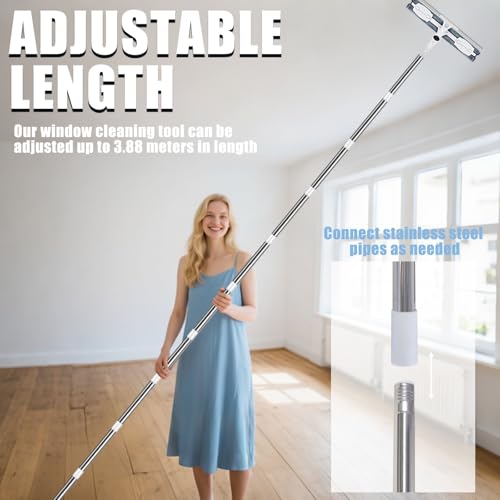 Limpiacristales telescópico de 3,8 m extensible para ventanas altas 4
