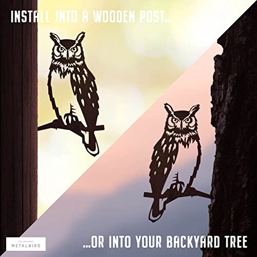 Metalbird - Great Horned Owl - Outdoor Tree Ornaments In Corten Steel - Metal Art Proudly Made In America #TOP1