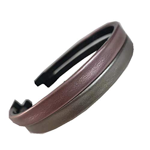 ShungFun Women Fashion Skinny Leather Headband Hair Bows Hair Loop Clasp Glitter Plastic Hair Bands With Teeth for Lady Girls Thick Fine Hair Accessories (Shiny Red+Silver)