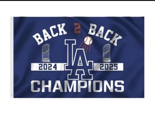 Los Angeles Fans 3x5 FT Flag Back to Back 2024 2025 Champions Blue Baseball Theme