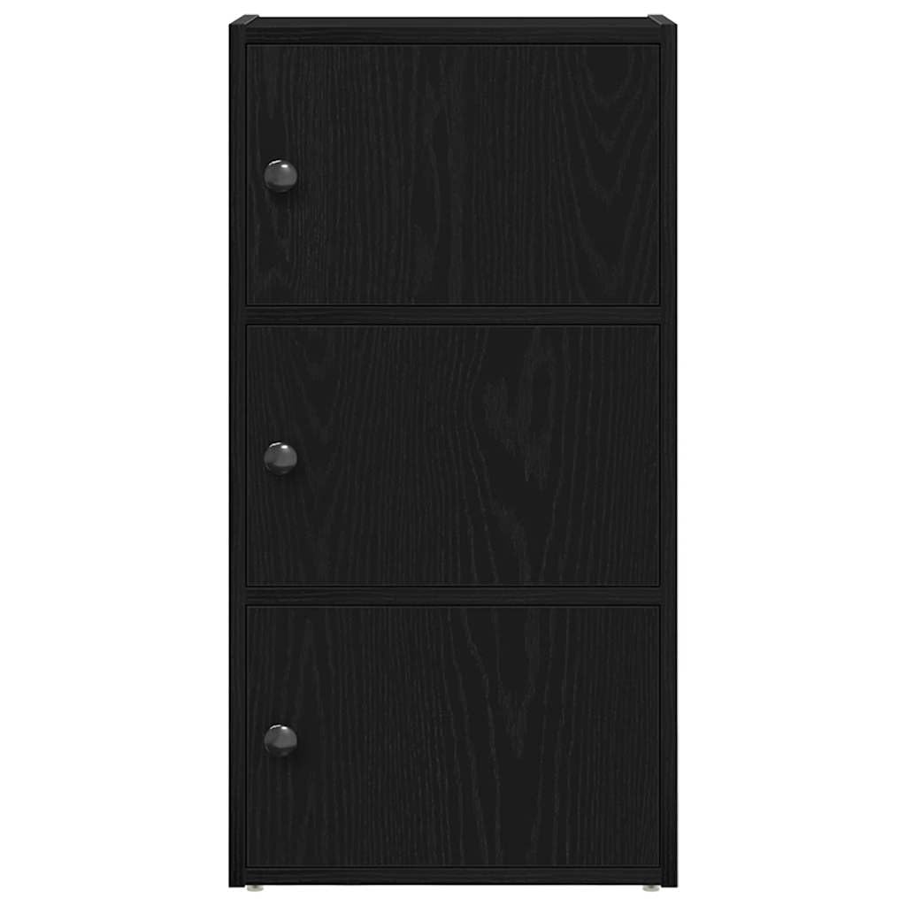 Générique Bücherregal, Eiche, Schwarz, 40 x 24 x 77 cm, Holz | Wendbare Tür, mehrere Regale, geschlossene Aufbewahrung, einfache Reinigung mit feuchtem Tuch