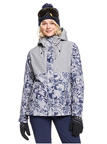 Roxy SNOW Junior's Roxy Jetty 3N1 Jacket, Heather Grey Botanical Flowers, XS