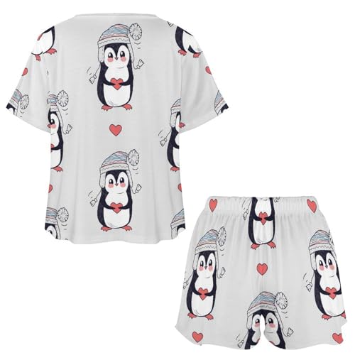 Pyjama pingouin manches courtes ensemble léger vêtement de nuit imprimé