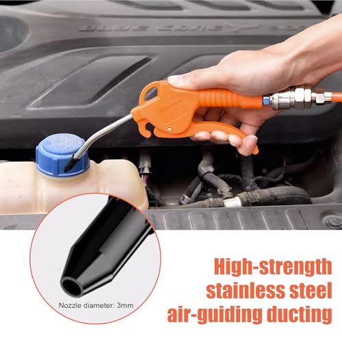 Ausblaspistole, Druckluft-Ausblaspistolen-Satz, Druckluftpistole mit 6M Spiralschlauch, LKW Air Duster Blaspistole, Luftblaspistole mit T Stück Schnellkupplung Zubehör, für LKW Auto PKW Boot